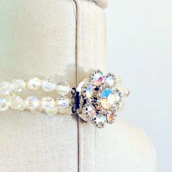 Vintage Deco GORGEOUS Aurora Borealis Rhinestone Necklace Earrings - Picture 12 of 15